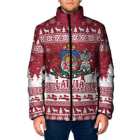Latvia Christmas Padded Jacket Priecigus Ziemassvetkus - Wonder Print Shop