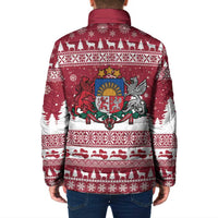 Latvia Christmas Padded Jacket Priecigus Ziemassvetkus - Wonder Print Shop