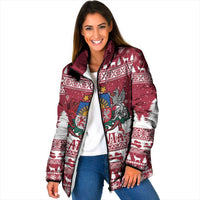 Latvia Christmas Padded Jacket Priecigus Ziemassvetkus - Wonder Print Shop