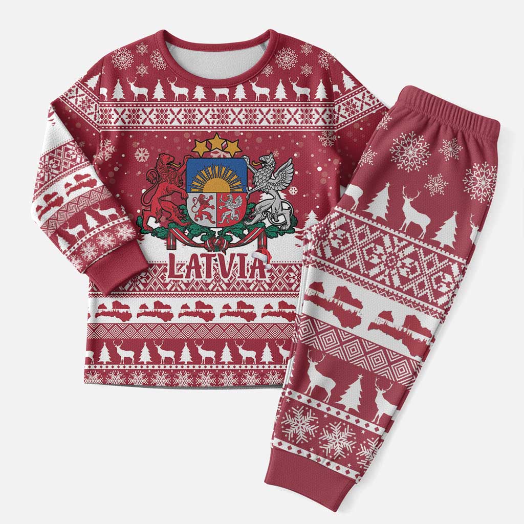 Latvia Christmas Pajama Set Priecigus Ziemassvetkus - Wonder Print Shop