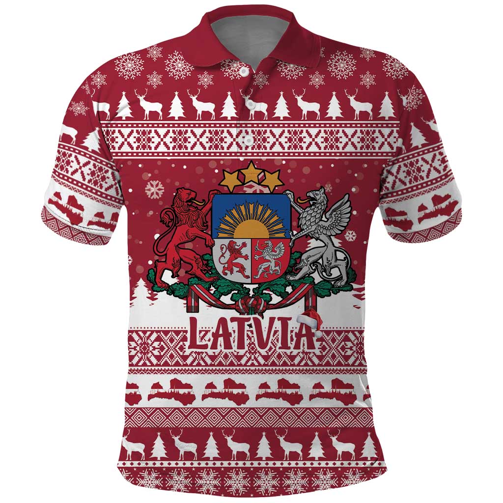 Latvia Christmas Polo Shirt Priecigus Ziemassvetkus - Wonder Print Shop
