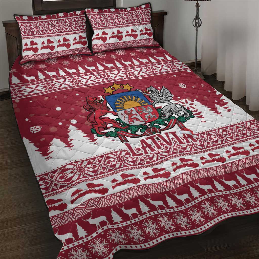 Latvia Christmas Quilt Bed Set Priecigus Ziemassvetkus - Wonder Print Shop