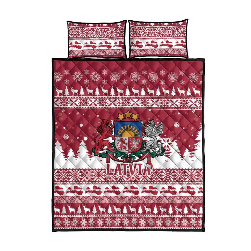Latvia Christmas Quilt Bed Set Priecigus Ziemassvetkus - Wonder Print Shop