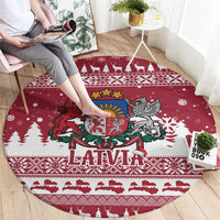 Latvia Christmas Round Carpet Priecigus Ziemassvetkus - Wonder Print Shop