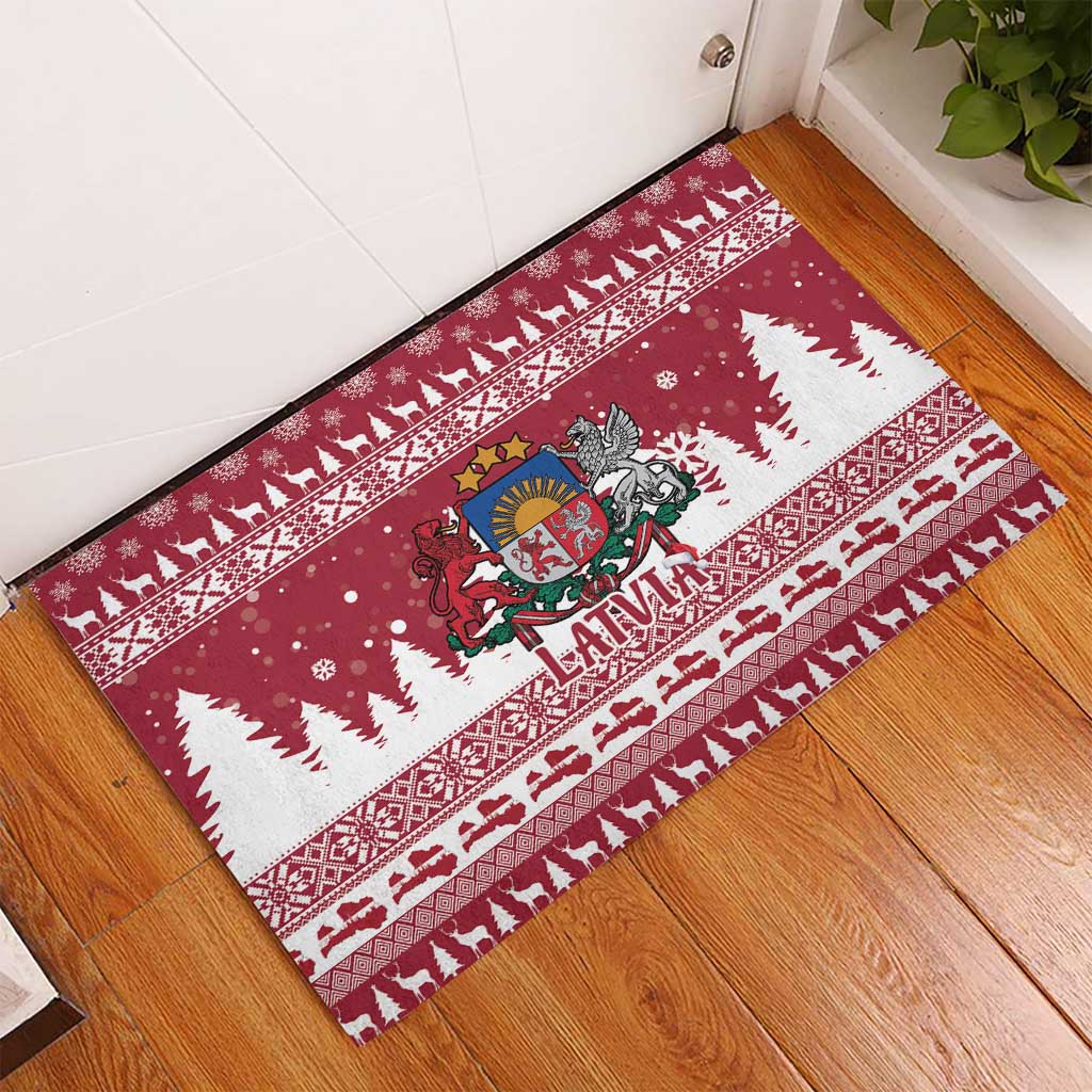 Latvia Christmas Rubber Doormat Priecigus Ziemassvetkus - Wonder Print Shop