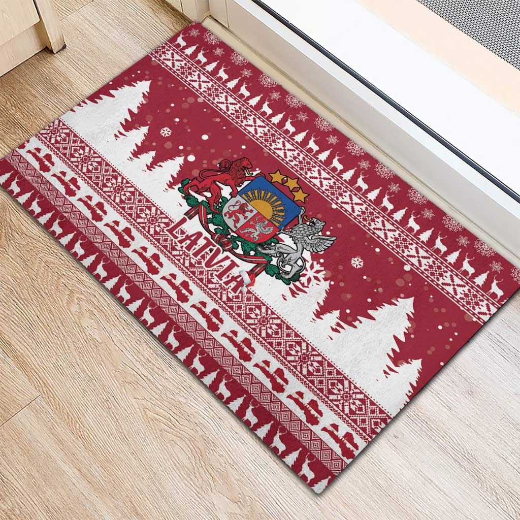 Latvia Christmas Rubber Doormat Priecigus Ziemassvetkus - Wonder Print Shop
