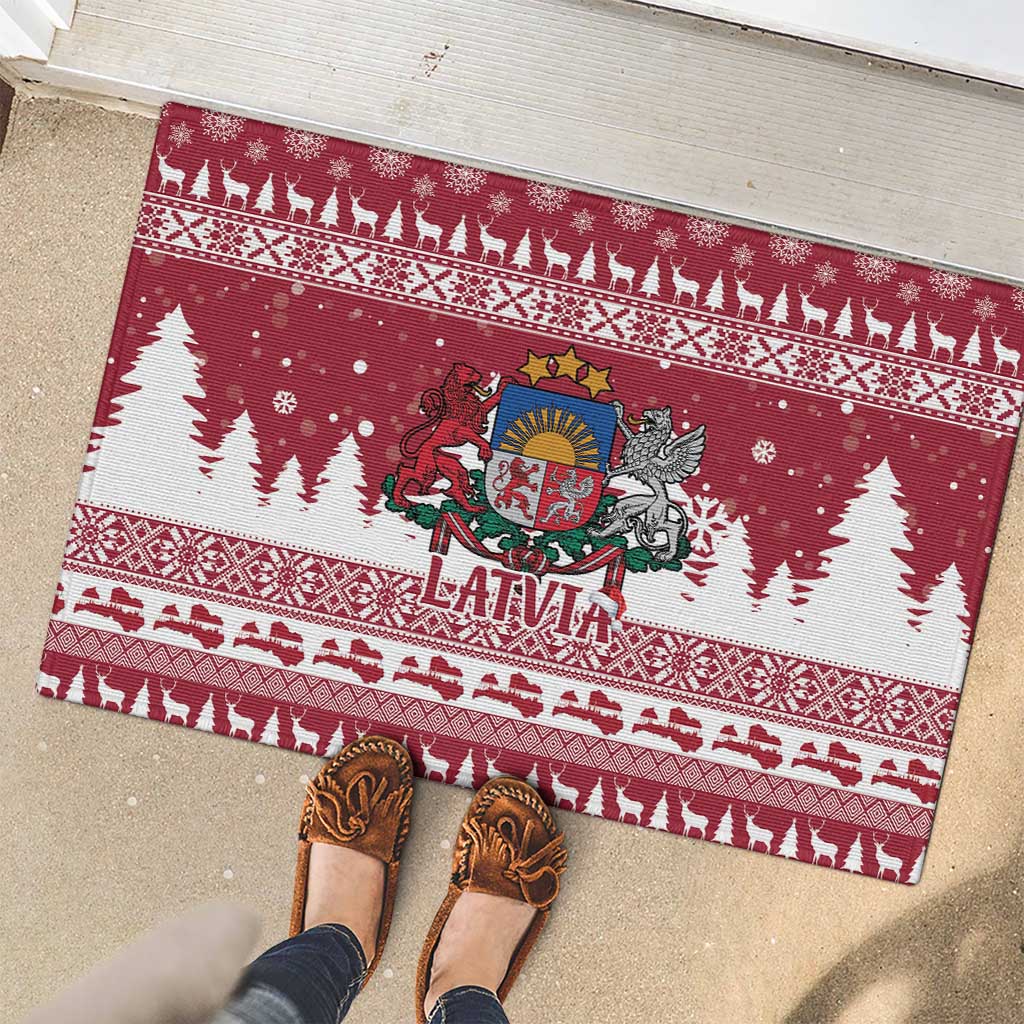 Latvia Christmas Rubber Doormat Priecigus Ziemassvetkus - Wonder Print Shop