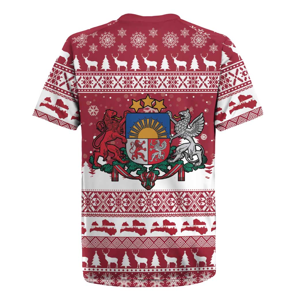Latvia Christmas Rugby Jersey Priecigus Ziemassvetkus - Wonder Print Shop