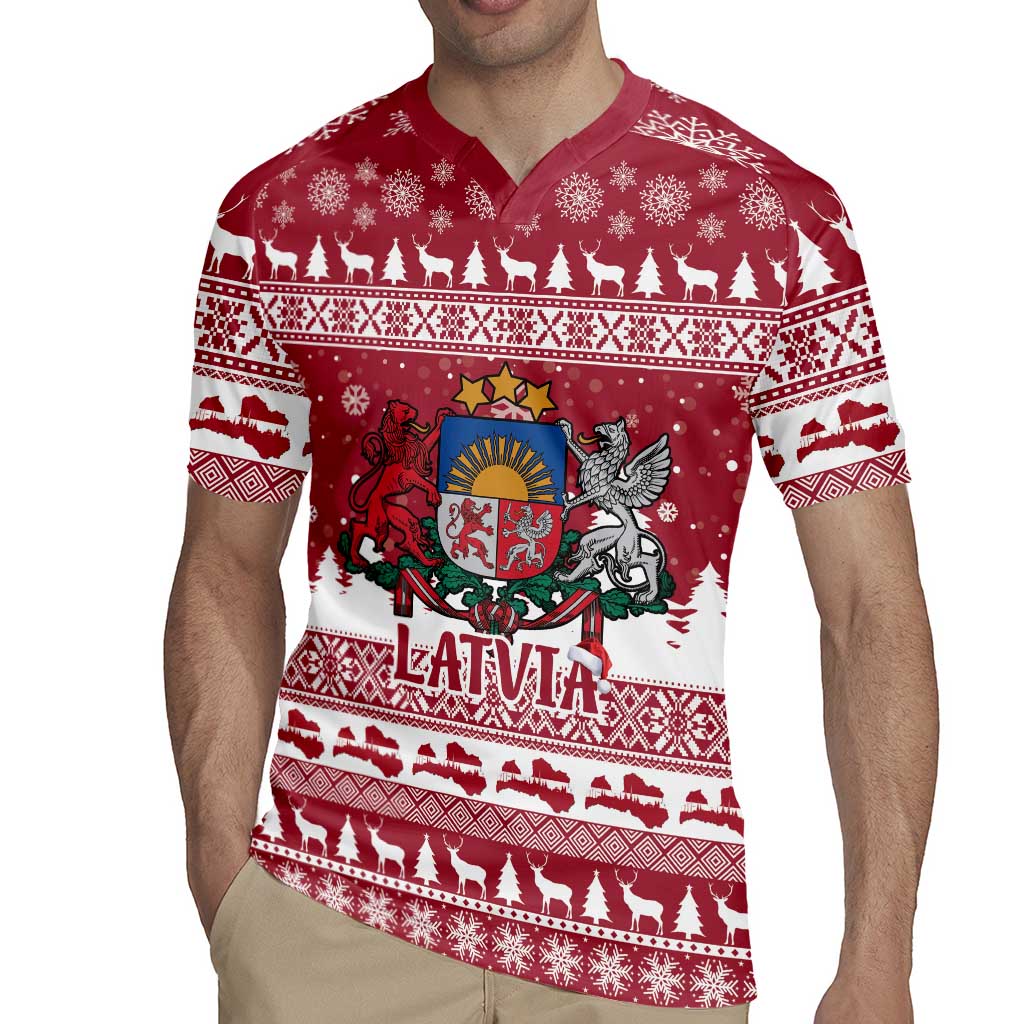 Latvia Christmas Rugby Jersey Priecigus Ziemassvetkus - Wonder Print Shop