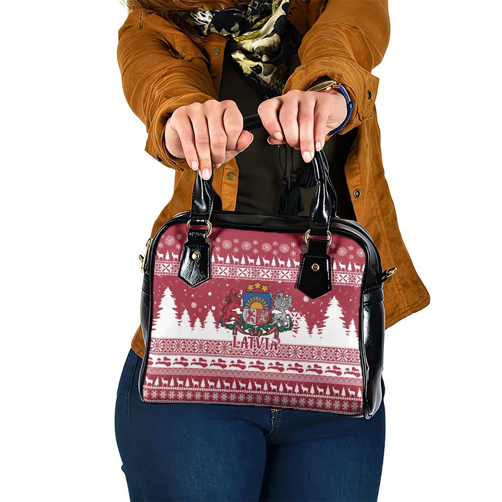 Latvia Christmas Shoulder Handbag Priecigus Ziemassvetkus - Wonder Print Shop