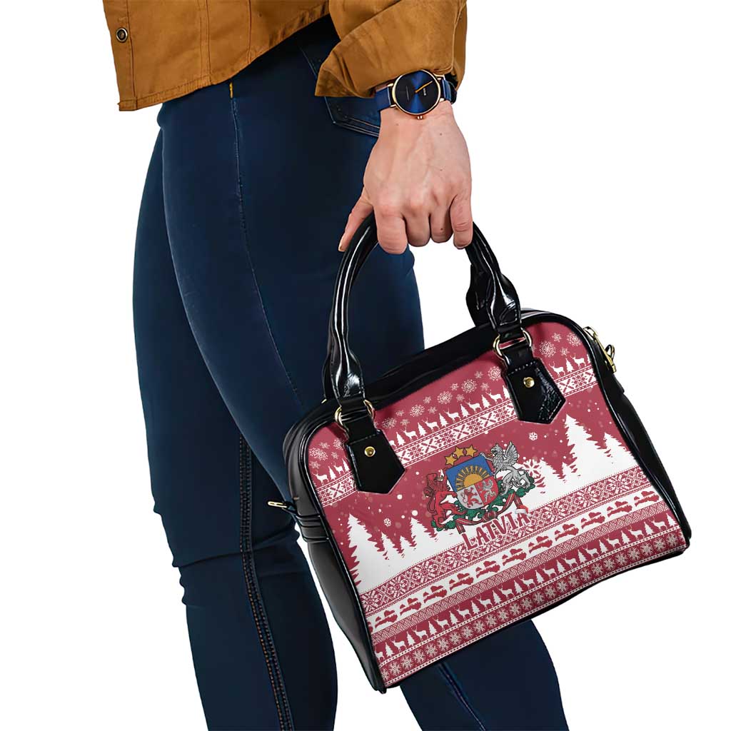 Latvia Christmas Shoulder Handbag Priecigus Ziemassvetkus - Wonder Print Shop