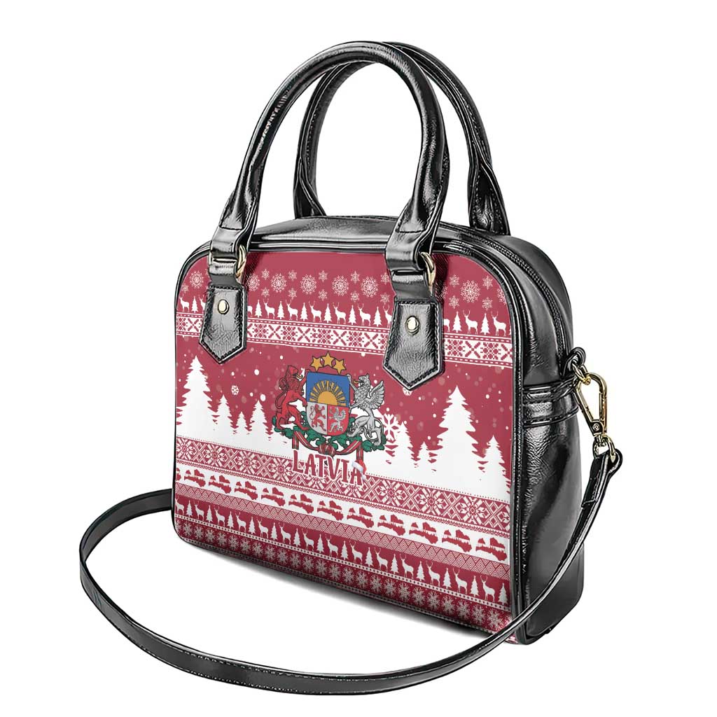 Latvia Christmas Shoulder Handbag Priecigus Ziemassvetkus - Wonder Print Shop
