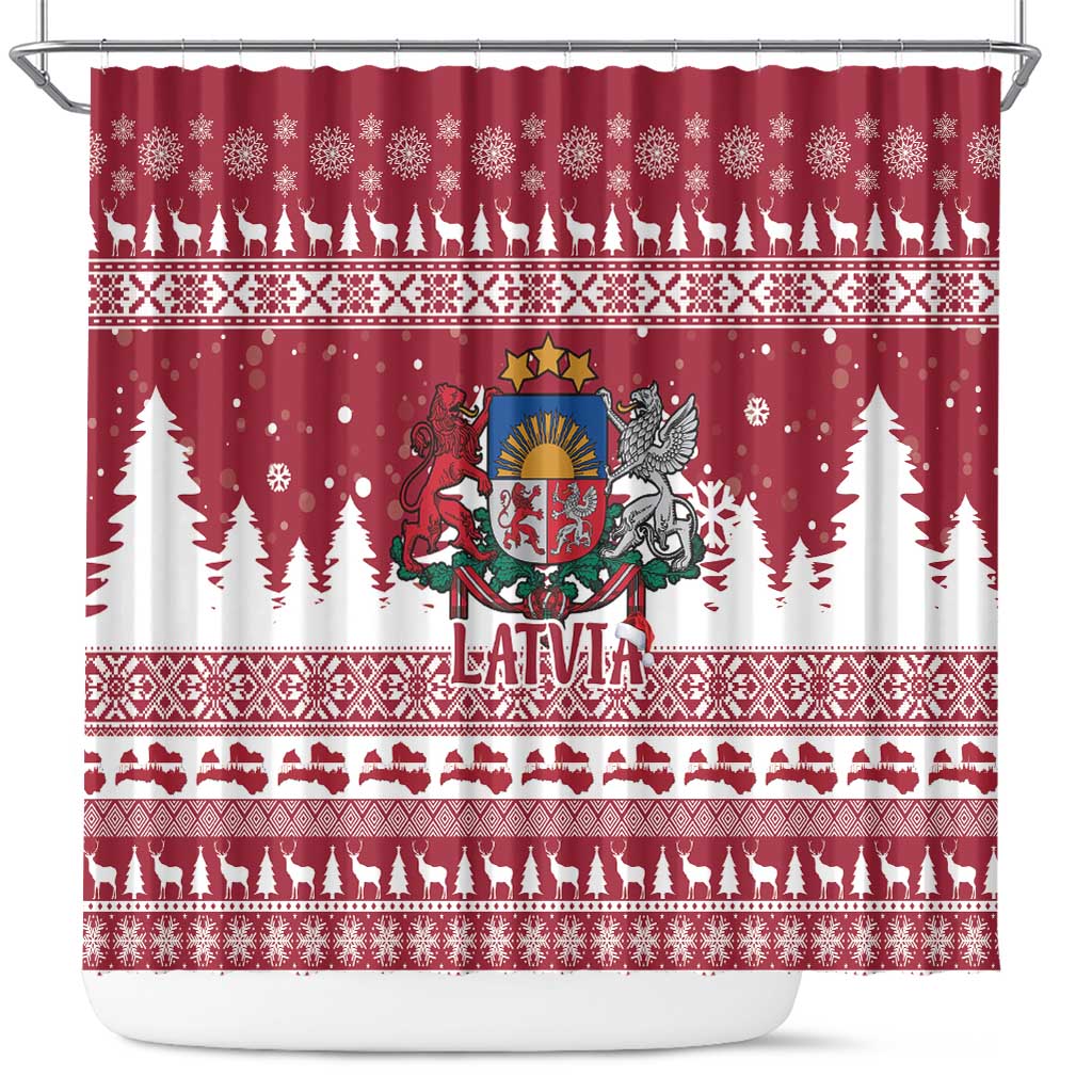 Latvia Christmas Shower Curtain Priecigus Ziemassvetkus - Wonder Print Shop