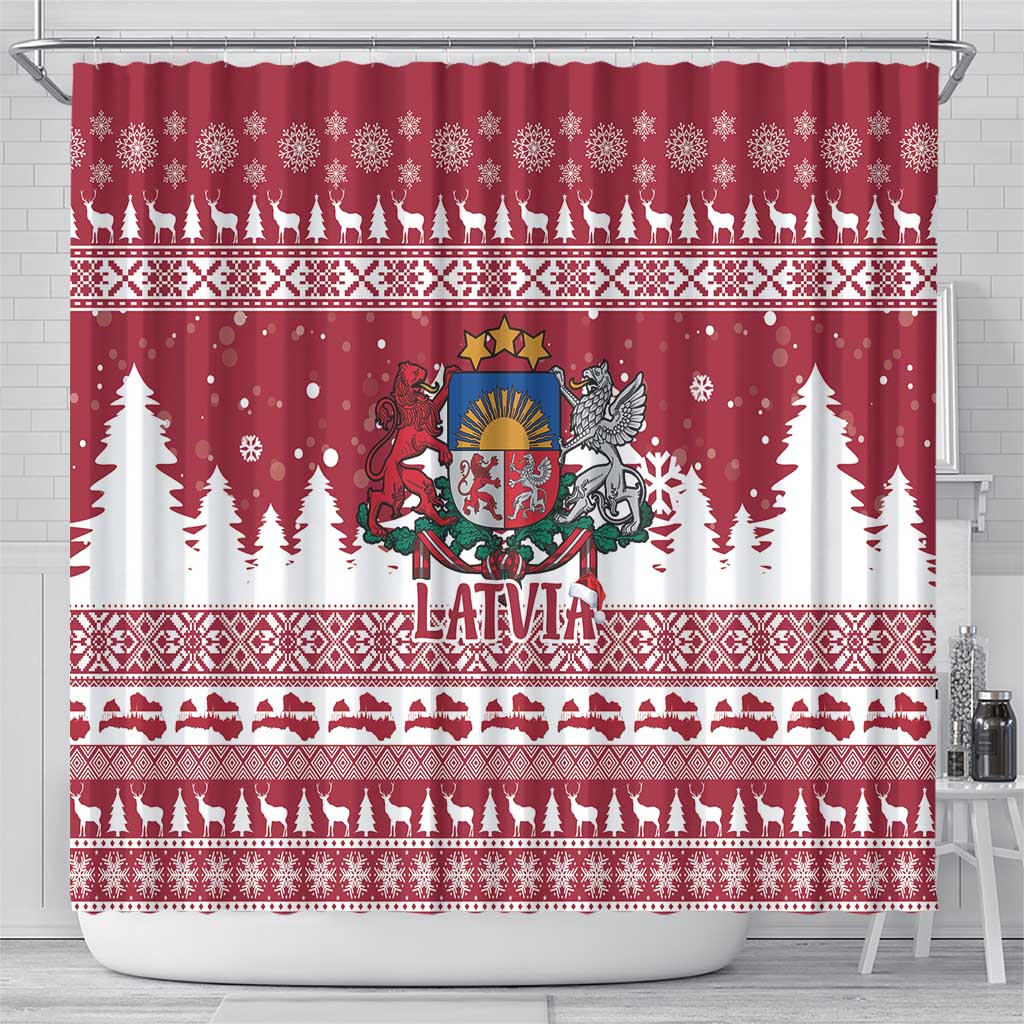 Latvia Christmas Shower Curtain Priecigus Ziemassvetkus - Wonder Print Shop