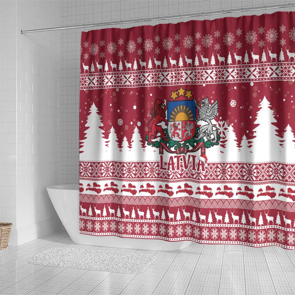Latvia Christmas Shower Curtain Priecigus Ziemassvetkus - Wonder Print Shop