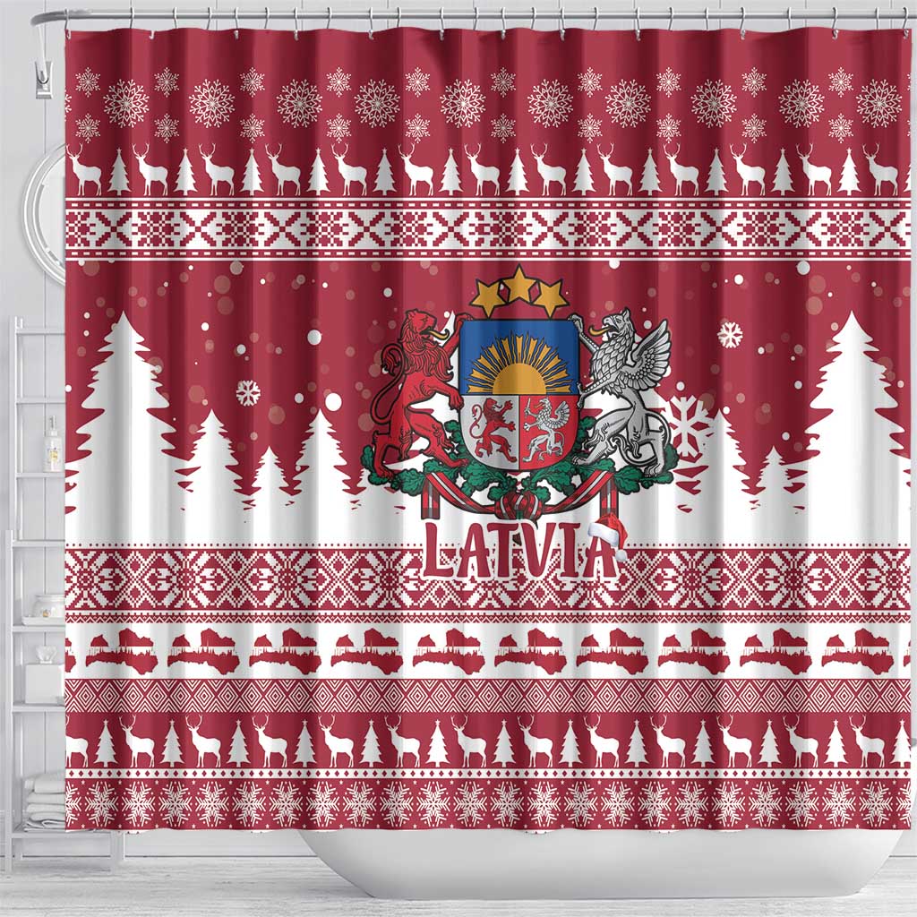 Latvia Christmas Shower Curtain Priecigus Ziemassvetkus - Wonder Print Shop