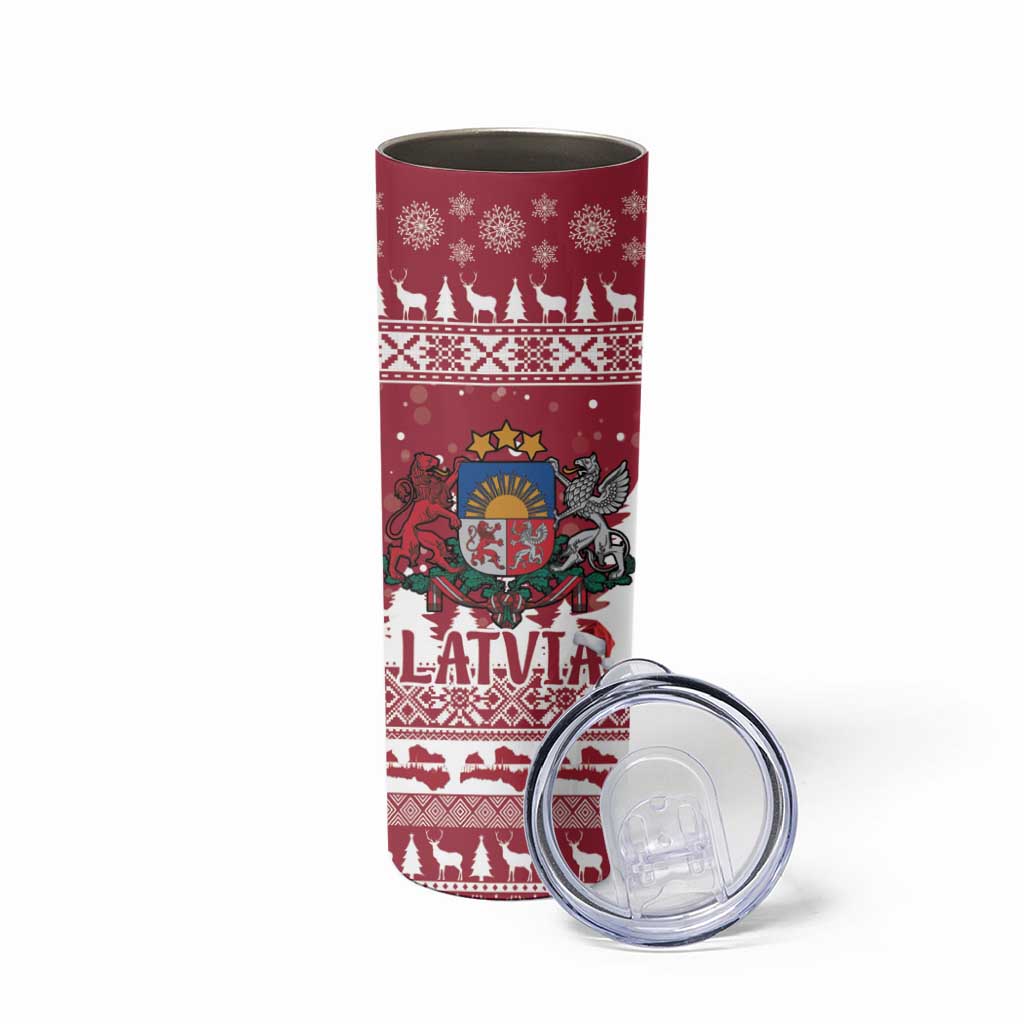 Latvia Christmas Skinny Tumbler Priecigus Ziemassvetkus - Wonder Print Shop