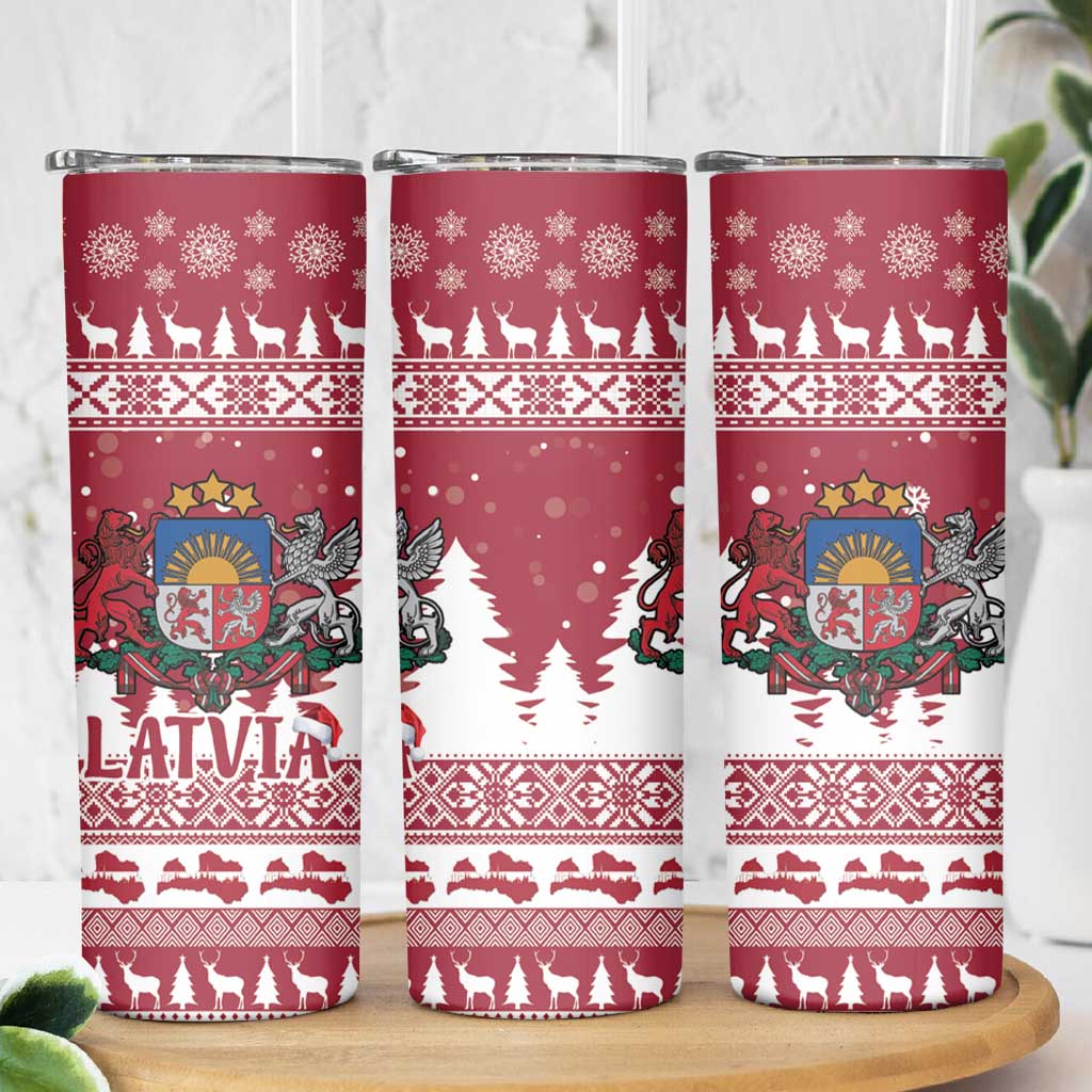 Latvia Christmas Skinny Tumbler Priecigus Ziemassvetkus - Wonder Print Shop
