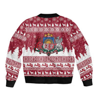 Latvia Christmas Sleeve Zip Bomber Jacket Priecigus Ziemassvetkus - Wonder Print Shop
