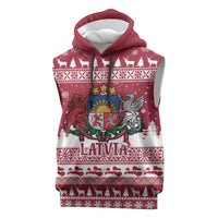 Latvia Christmas Sleeveless Hoodie Priecigus Ziemassvetkus - Wonder Print Shop