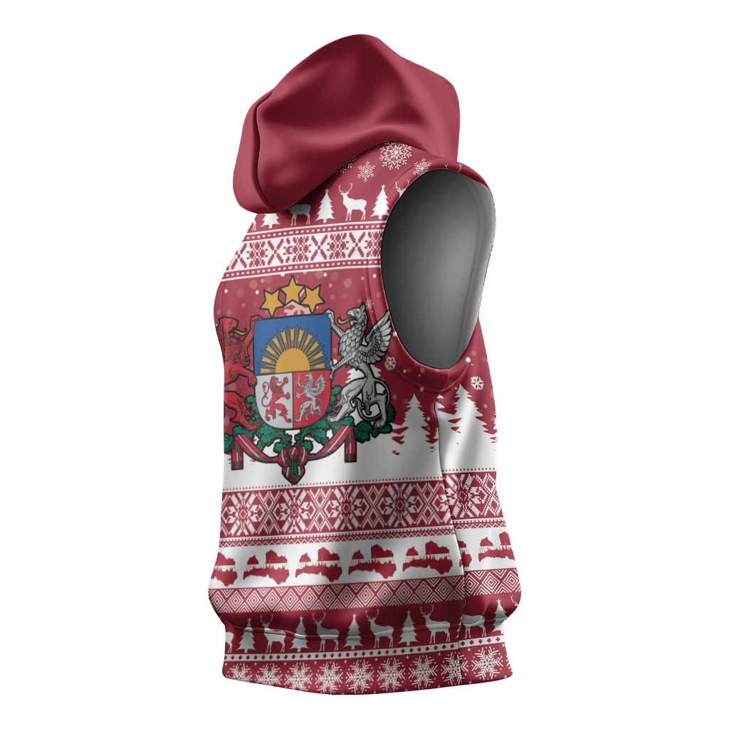 Latvia Christmas Sleeveless Hoodie Priecigus Ziemassvetkus - Wonder Print Shop