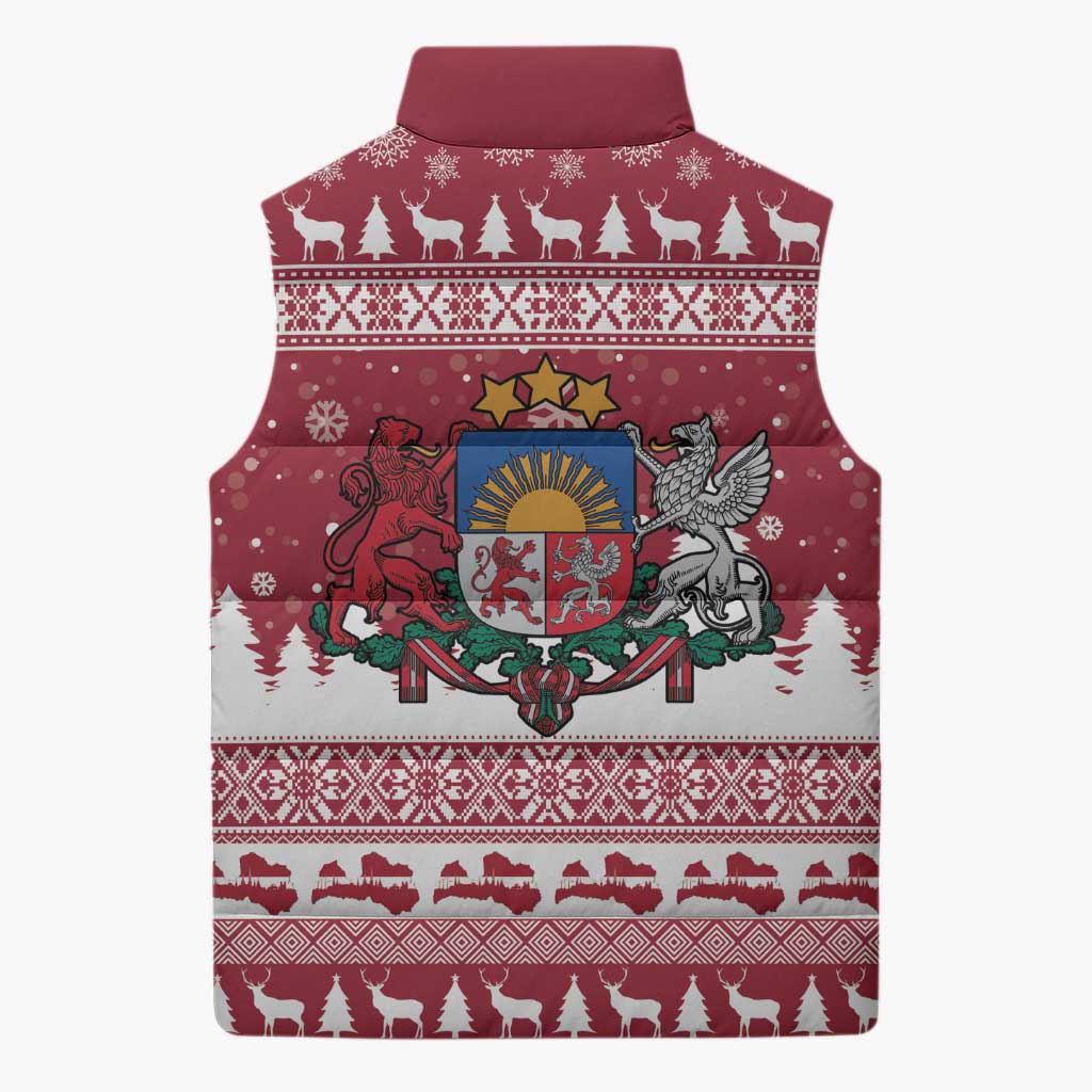 Latvia Christmas Sleeveless Puffer Jacket Priecigus Ziemassvetkus - Wonder Print Shop