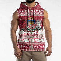 Latvia Christmas Sleeveless Zip Hoodie Priecigus Ziemassvetkus - Wonder Print Shop