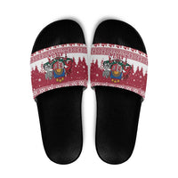 Latvia Christmas Slide Sandals Priecigus Ziemassvetkus - Wonder Print Shop