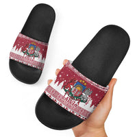 Latvia Christmas Slide Sandals Priecigus Ziemassvetkus - Wonder Print Shop
