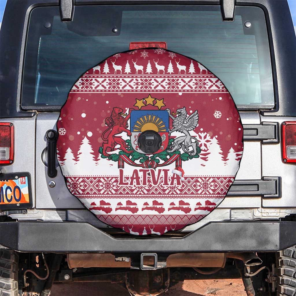 Latvia Christmas Spare Tire Cover Priecigus Ziemassvetkus - Wonder Print Shop