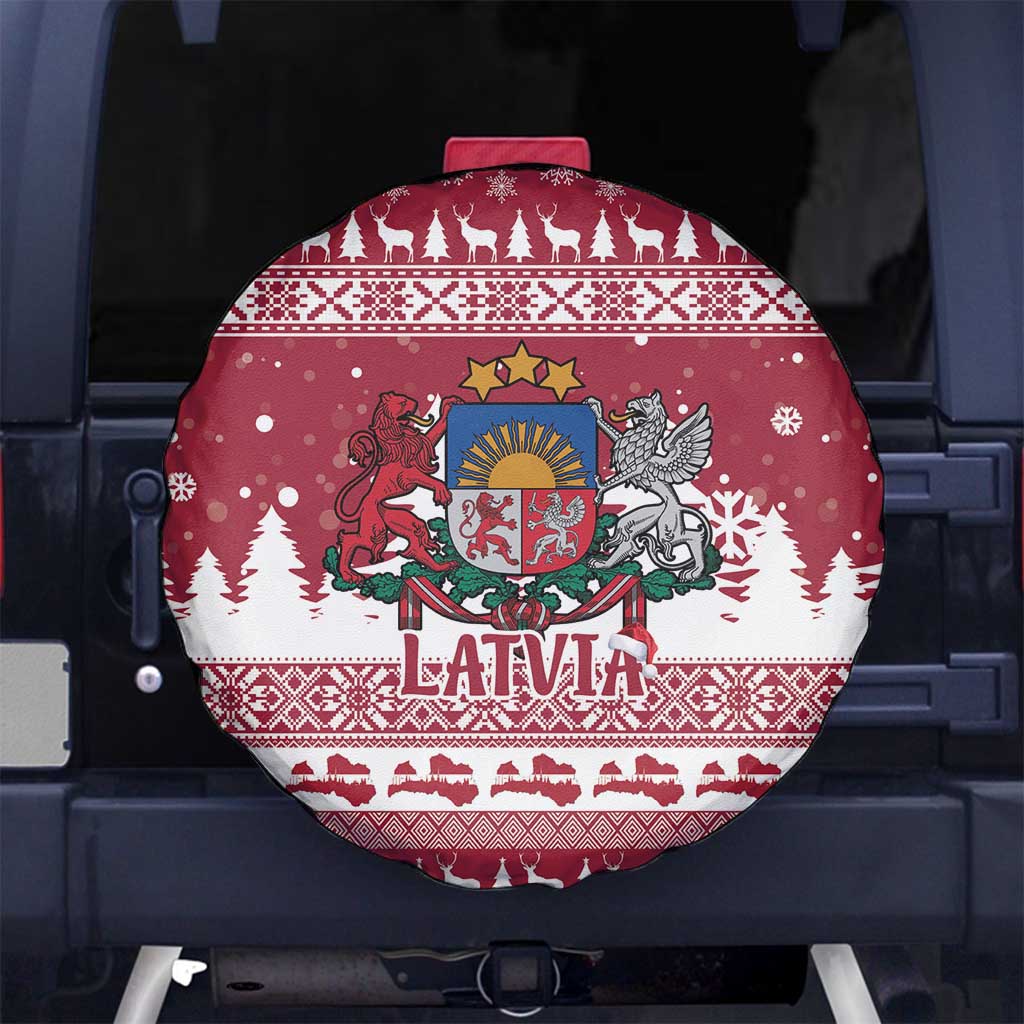 Latvia Christmas Spare Tire Cover Priecigus Ziemassvetkus - Wonder Print Shop