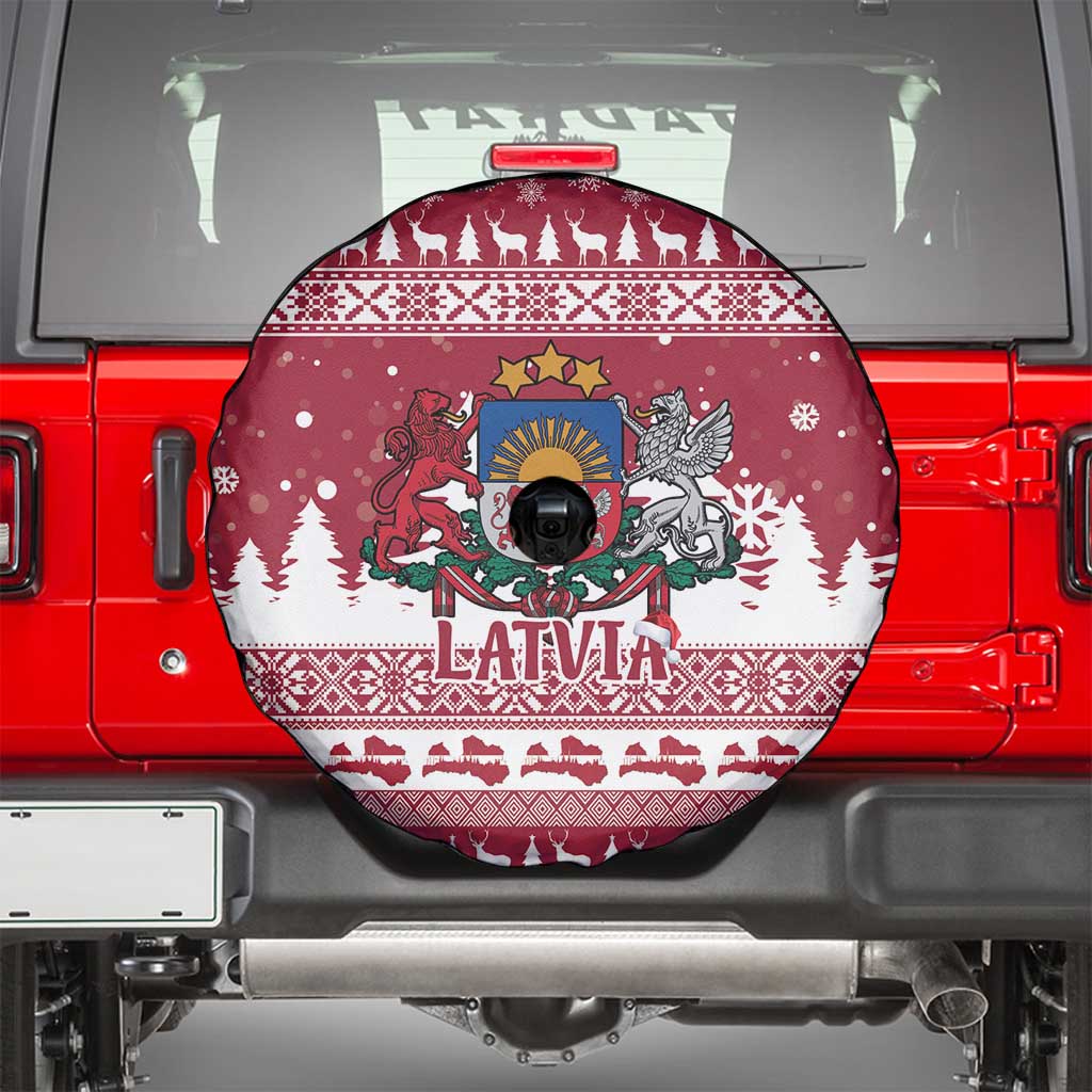 Latvia Christmas Spare Tire Cover Priecigus Ziemassvetkus - Wonder Print Shop