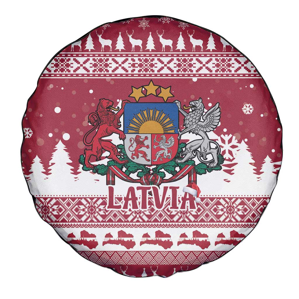 Latvia Christmas Spare Tire Cover Priecigus Ziemassvetkus - Wonder Print Shop