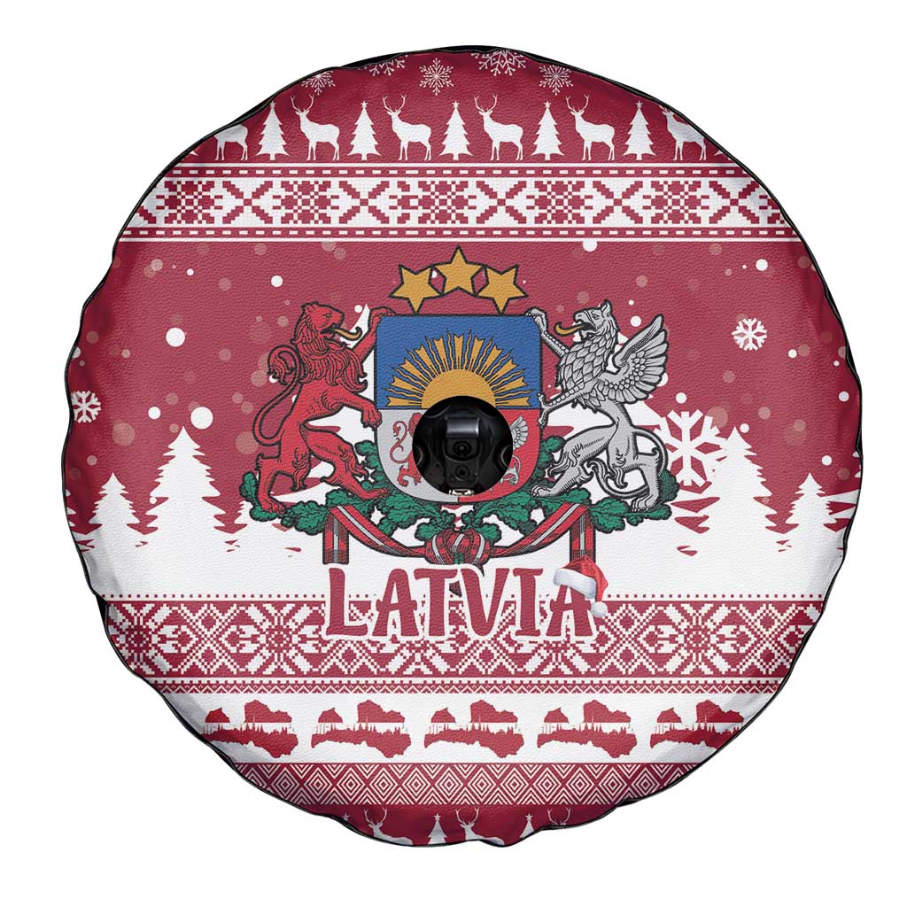 Latvia Christmas Spare Tire Cover Priecigus Ziemassvetkus - Wonder Print Shop