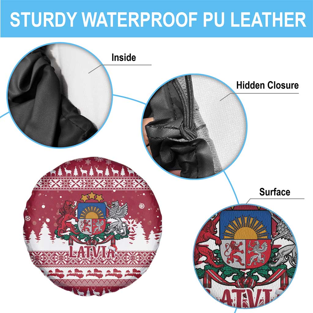 Latvia Christmas Spare Tire Cover Priecigus Ziemassvetkus - Wonder Print Shop