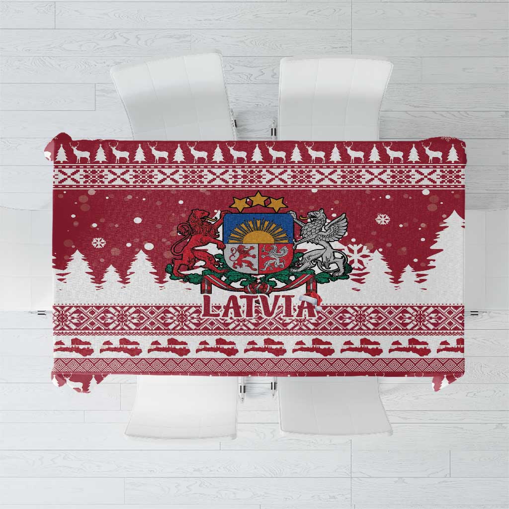 Latvia Christmas Tablecloth Priecigus Ziemassvetkus - Wonder Print Shop