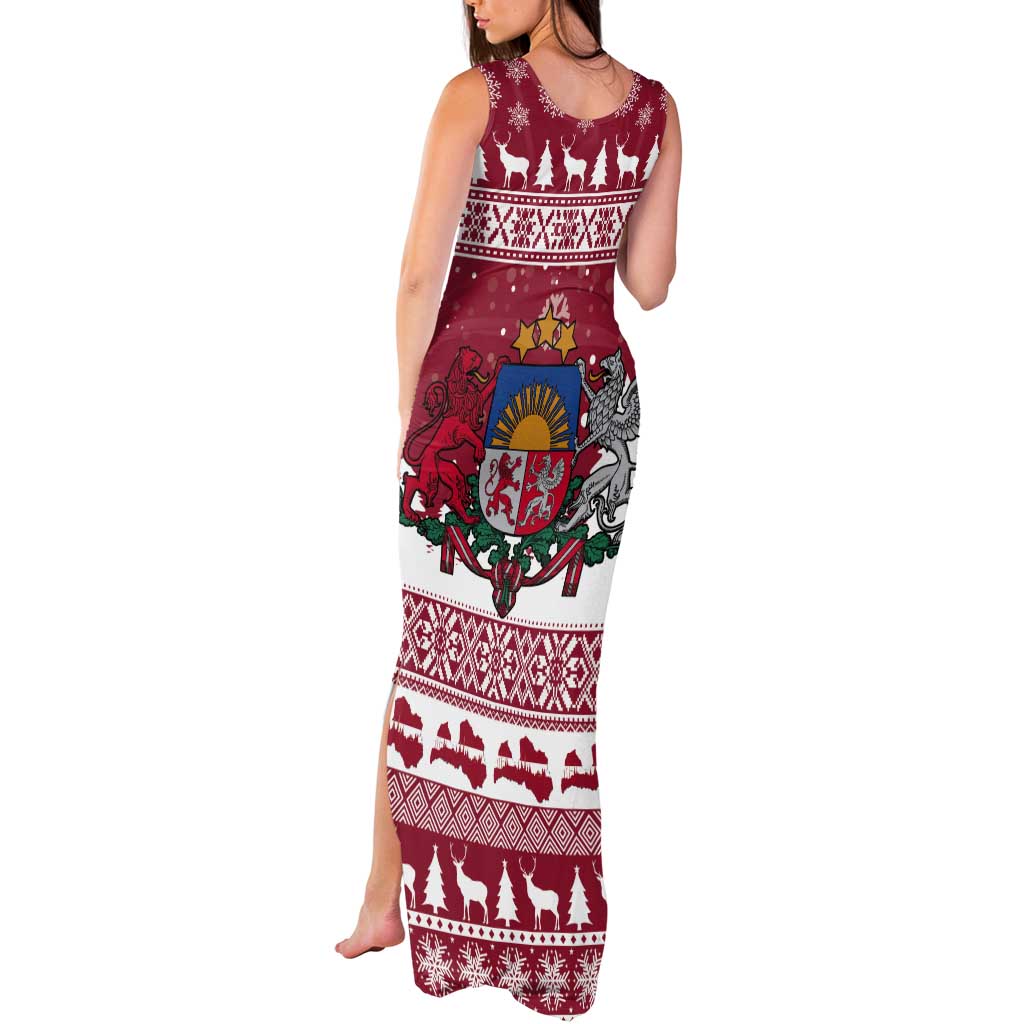 Latvia Christmas Tank Maxi Dress Priecigus Ziemassvetkus - Wonder Print Shop