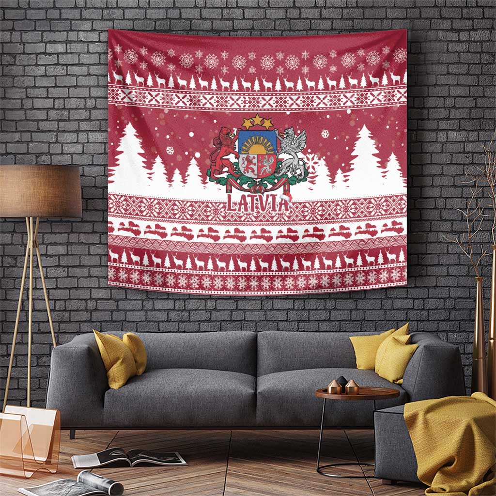 Latvia Christmas Tapestry Priecigus Ziemassvetkus - Wonder Print Shop