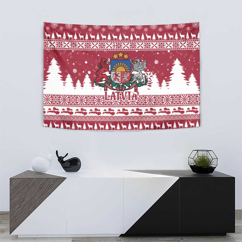 Latvia Christmas Tapestry Priecigus Ziemassvetkus - Wonder Print Shop