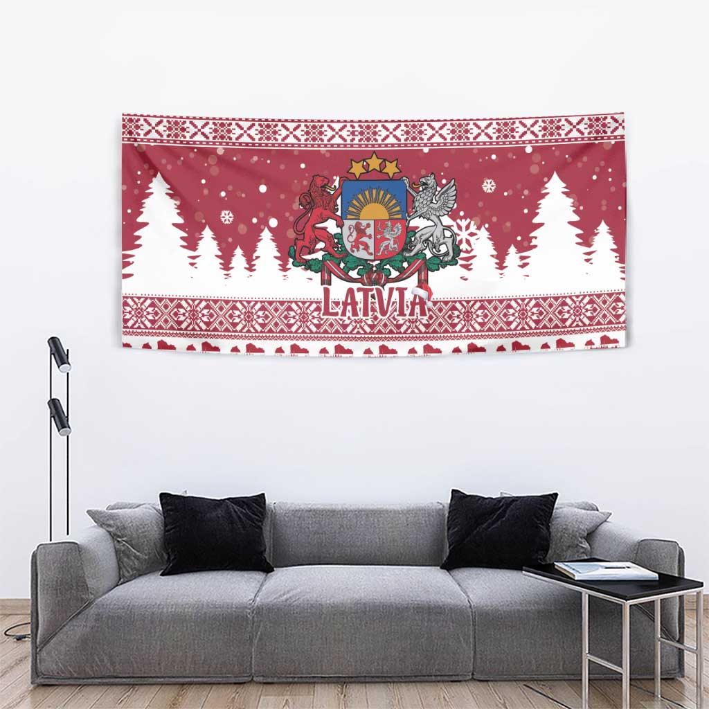 Latvia Christmas Tapestry Priecigus Ziemassvetkus - Wonder Print Shop