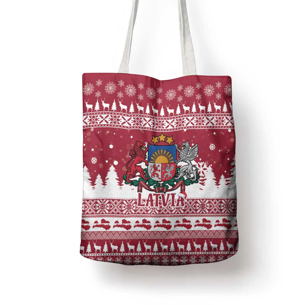 Latvia Christmas Tote Bag Priecigus Ziemassvetkus - Wonder Print Shop