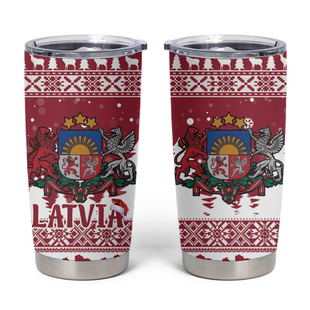 Latvia Christmas Tumbler Cup Priecigus Ziemassvetkus - Wonder Print Shop