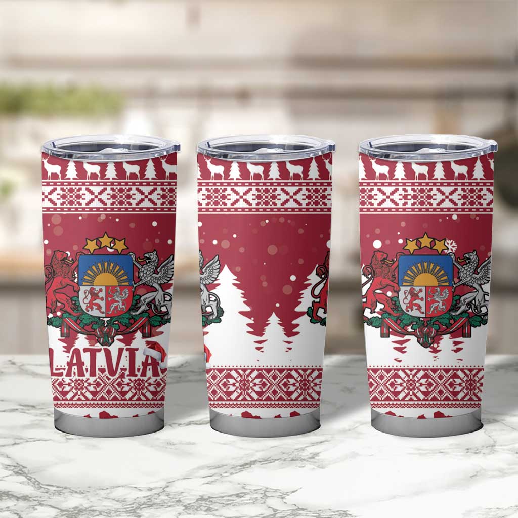 Latvia Christmas Tumbler Cup Priecigus Ziemassvetkus - Wonder Print Shop