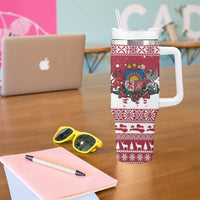 Latvia Christmas Tumbler With Handle Priecigus Ziemassvetkus - Wonder Print Shop