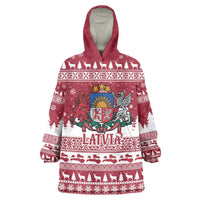 Latvia Christmas Wearable Blanket Hoodie Priecigus Ziemassvetkus - Wonder Print Shop
