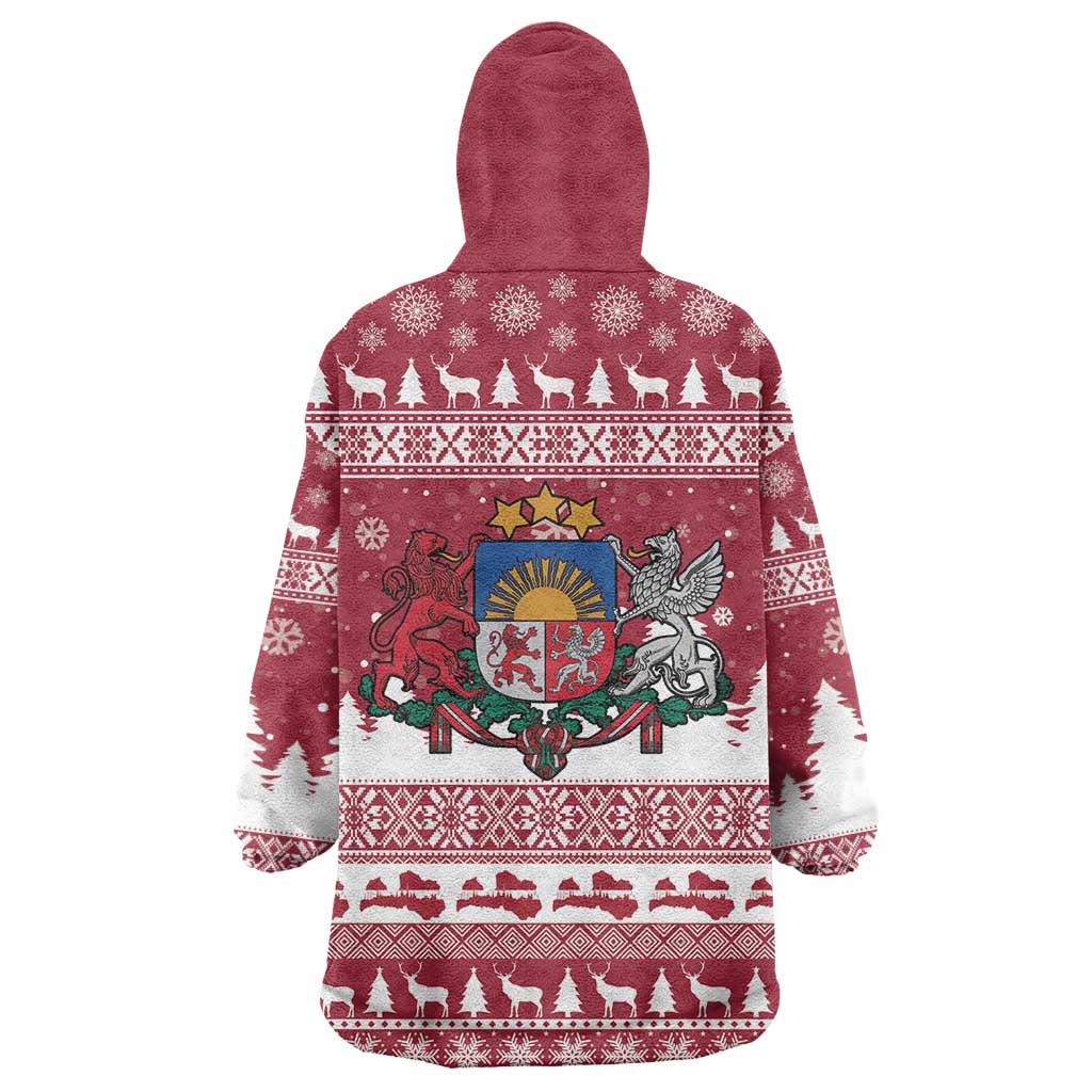 Latvia Christmas Wearable Blanket Hoodie Priecigus Ziemassvetkus - Wonder Print Shop
