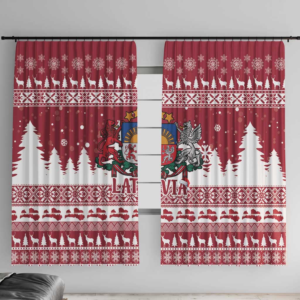 Latvia Christmas Window Curtain Priecigus Ziemassvetkus - Wonder Print Shop