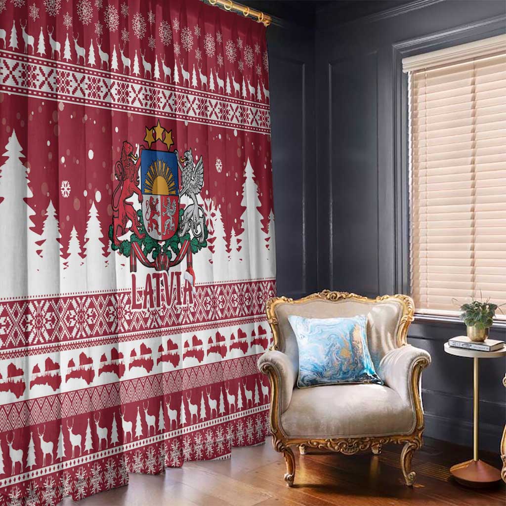 Latvia Christmas Window Curtain Priecigus Ziemassvetkus - Wonder Print Shop