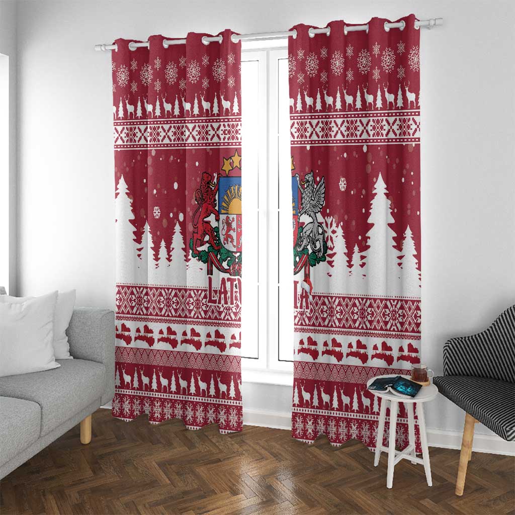 Latvia Christmas Window Curtain Priecigus Ziemassvetkus - Wonder Print Shop