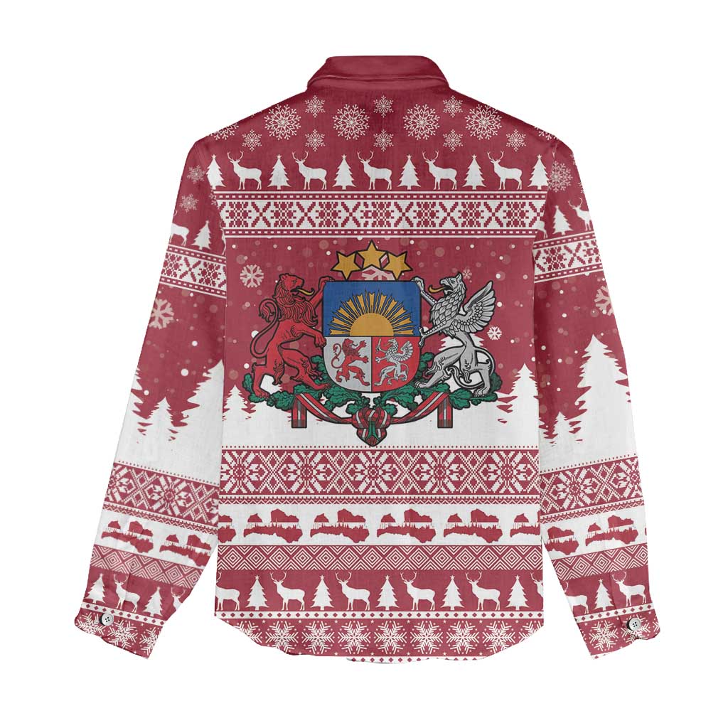 Latvia Christmas Women Casual Shirt Priecigus Ziemassvetkus - Wonder Print Shop